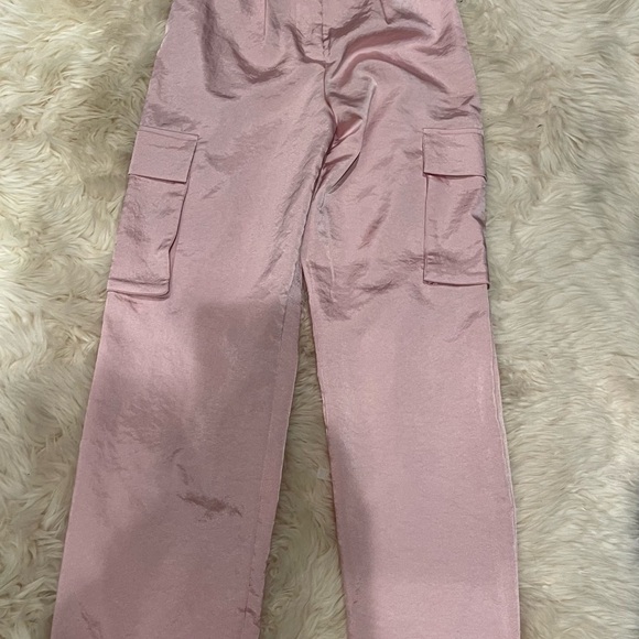 Superdown Blush Satin Cargo Trousers - Picture 2 of 5